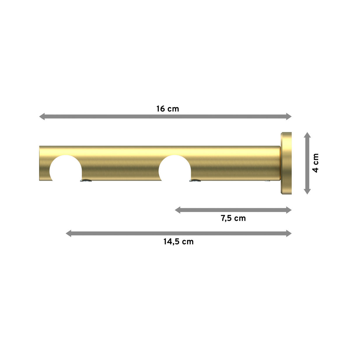TRÄGER FÜR GARDINENSTANGEN 20 mm Ø, Platon 2-läufig, Messing-Optik - Messingfarben, Metall (16/4/4cm) - INTERDECO