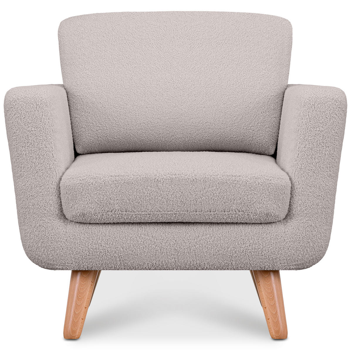 SESSEL TAGIO Massivholz-Beine, hellgrau - Hellgrau/Braun, Buchenholz/Textil (86/80/88cm) - KONSIMO®