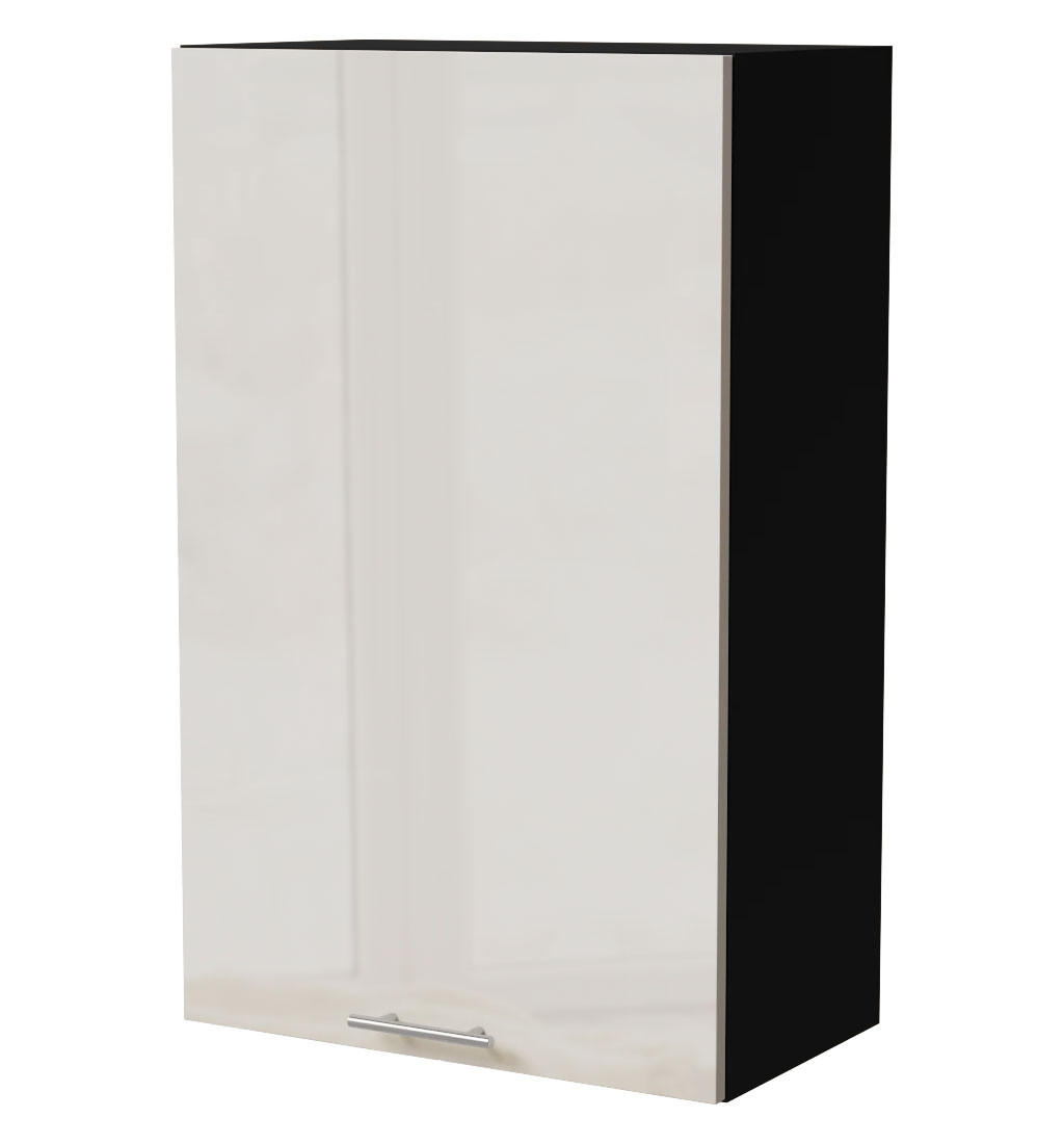 HÄNGESCHRANK Brerra W4/60/1 Schwarz / RAL 9001 creme Hochglanz 60 / 32,5 / 96cm - Creme/Schwarz, Holz/Holzwerkstoff (60/96/32.5cm) - Feldmann-Wohnen