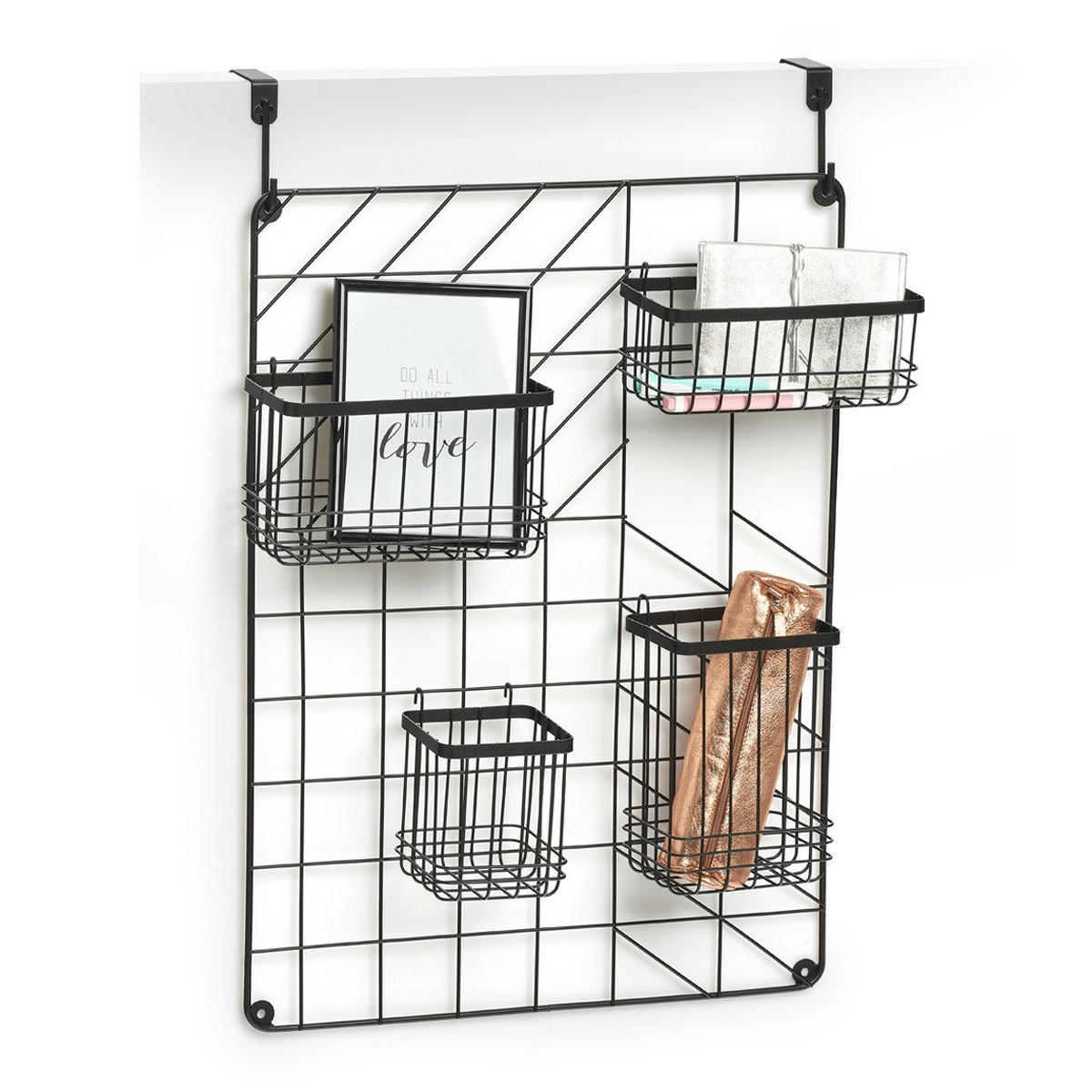 KÜCHENORGANIZER zum Aufhängen an der Tür+5 Körbe 46/12/60 cm - Schwarz, Metall (12/60/46cm) - ZELLER