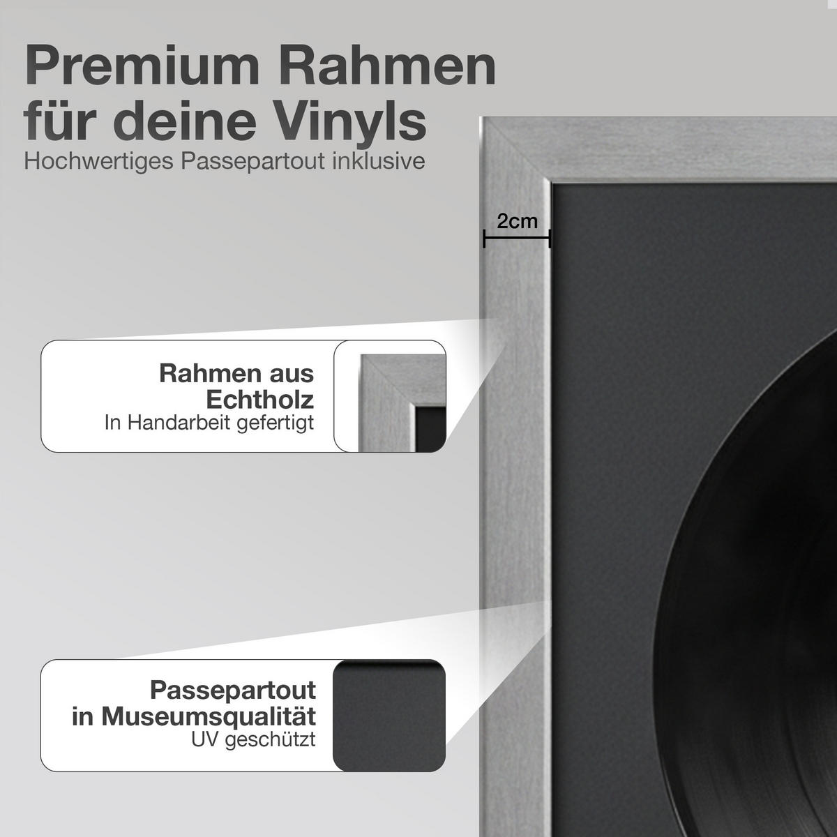 SCHALLPLATTEN RAHMEN 40/40 für die Vinyl - Silberfarben, Holz (40/40cm) - K-Möbel