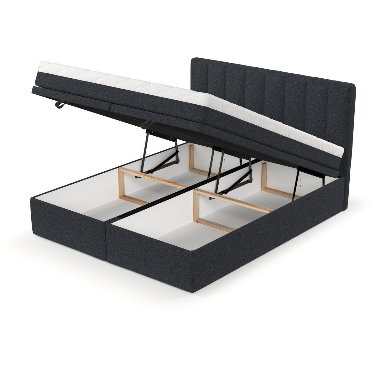 BOXBETT Lume 200/200 cm Anthrazit im Riva Stoff - Anthrazit/Schwarz, Holz/Holzwerkstoff (200/200cm) - AltaBeds