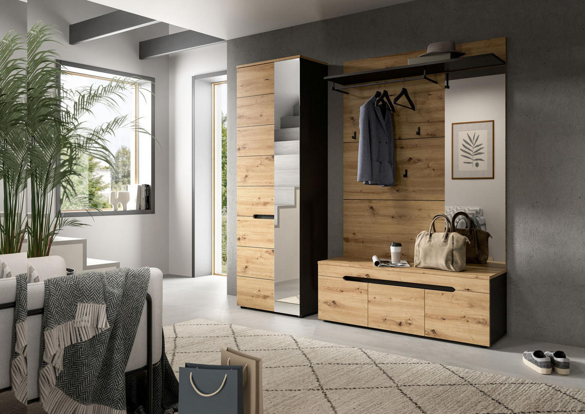 GARDEROBEN-SET Canu Artisan 200/37/190 cm - Grau, Holzwerkstoff (200/190/37cm) - Xonox