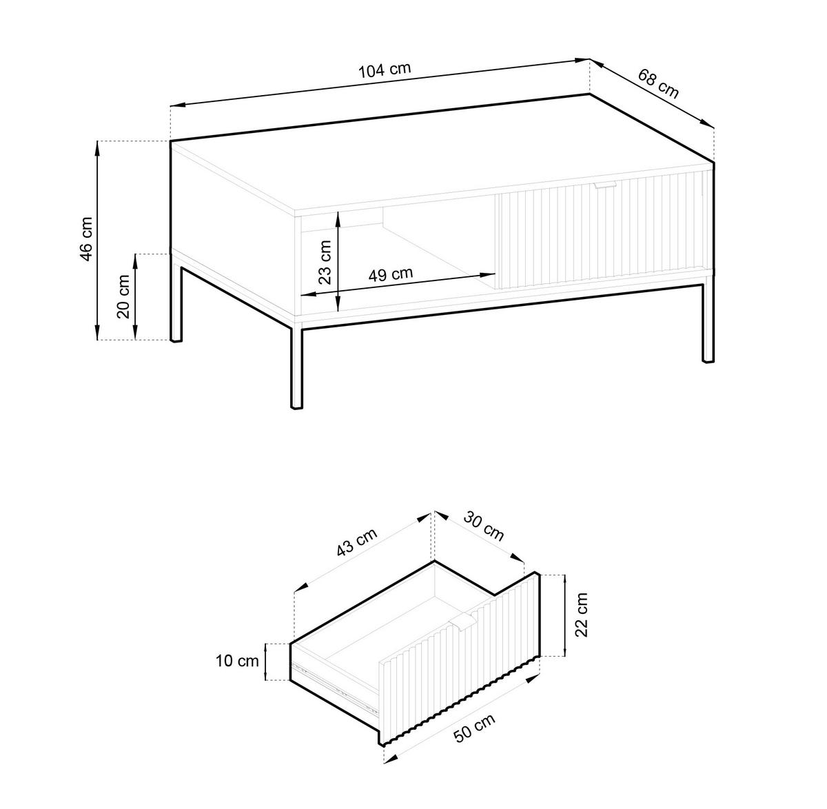 WOHNZIMMERTISCH Vellore Grün / Schwarz 104x68 cm - Grün, Holzwerkstoff/Metall (68/104/46cm) - Selsey