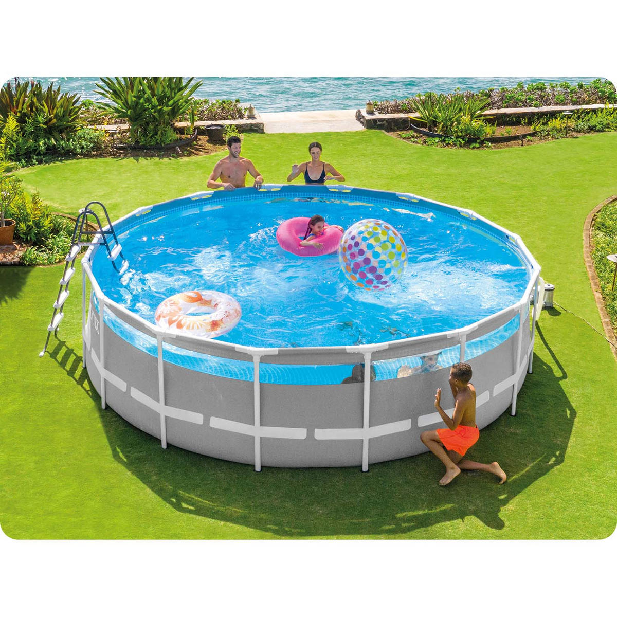 POOL SET 488 x 122 cm, 11in1 - 26730 - Grau, Textil (488/122cm)