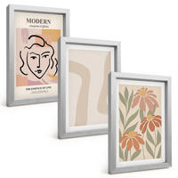 BILDER SET 3er Set - 20x30 cm Silberner Rahmen - Moderne abstrakte Frau - Silberfarben, Kunststoff (20/30cm) - TULUP
