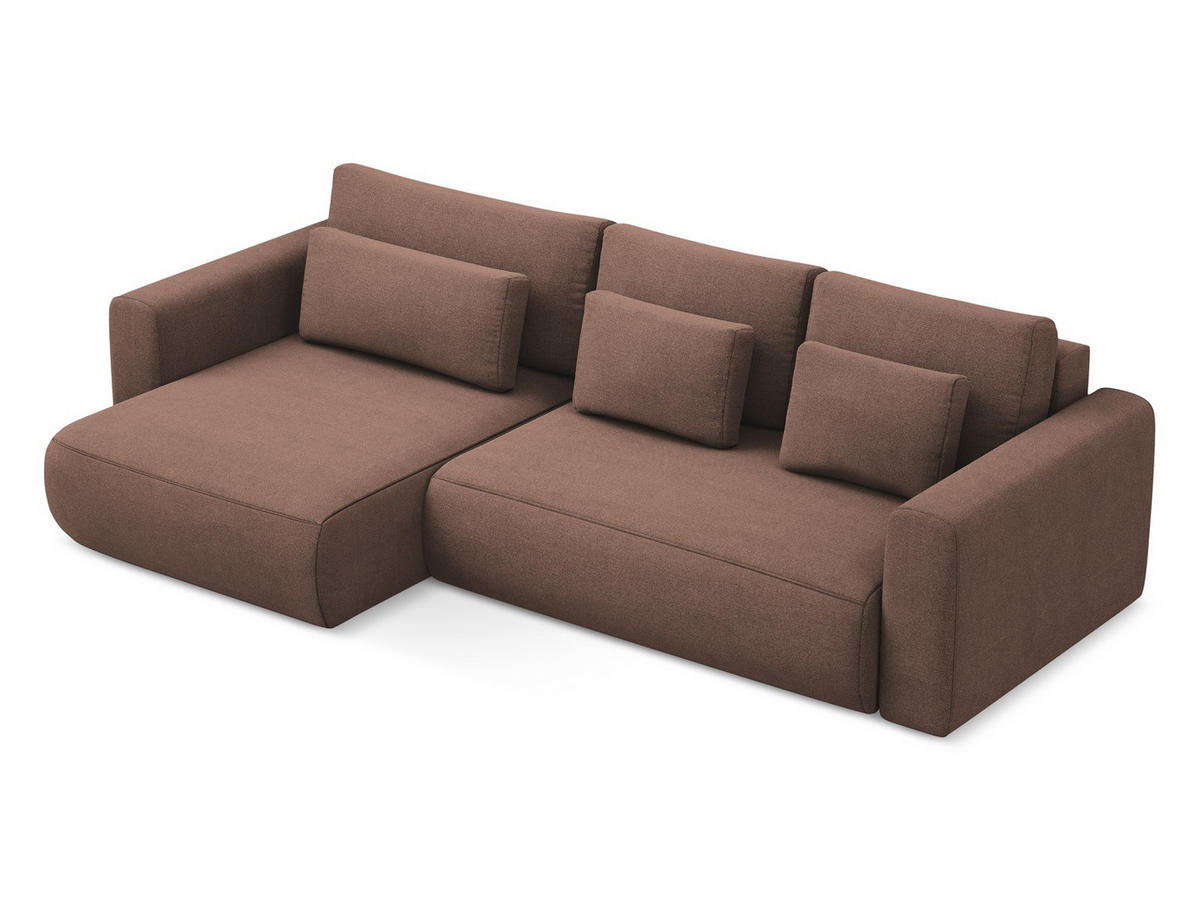 ECKSOFA mit Schlaffunktion Strukturstoff Stoff Pink - Pink/Hellrosa, Kunststoff/Textil (149/278cm) - Makamii