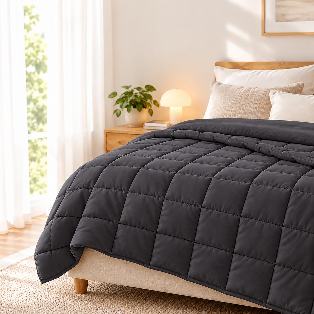GEWICHTSDECKE Grau 200x200 cm - Grau, Glas/Textil (200/200cm) - Relaxdays