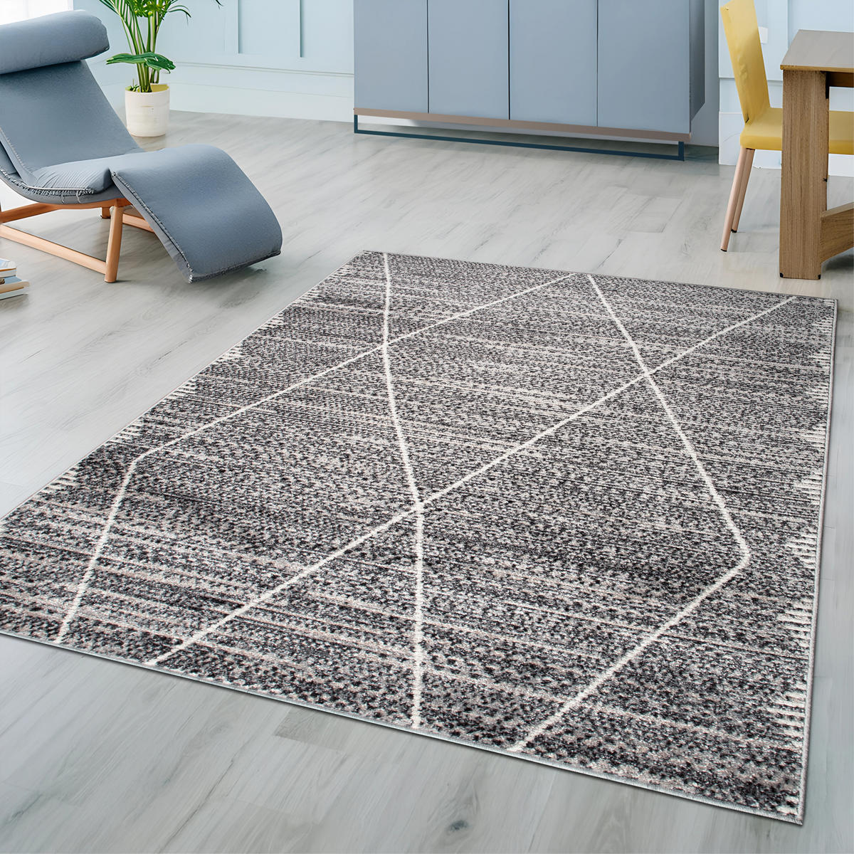 TEPPICH Harmonia Rautenmotiv Hoch-Tief-Effekt grau 160 x 230 cm - Hellgrau/Grau, Kunststoff/Textil (160/230cm) - oKu-Tex