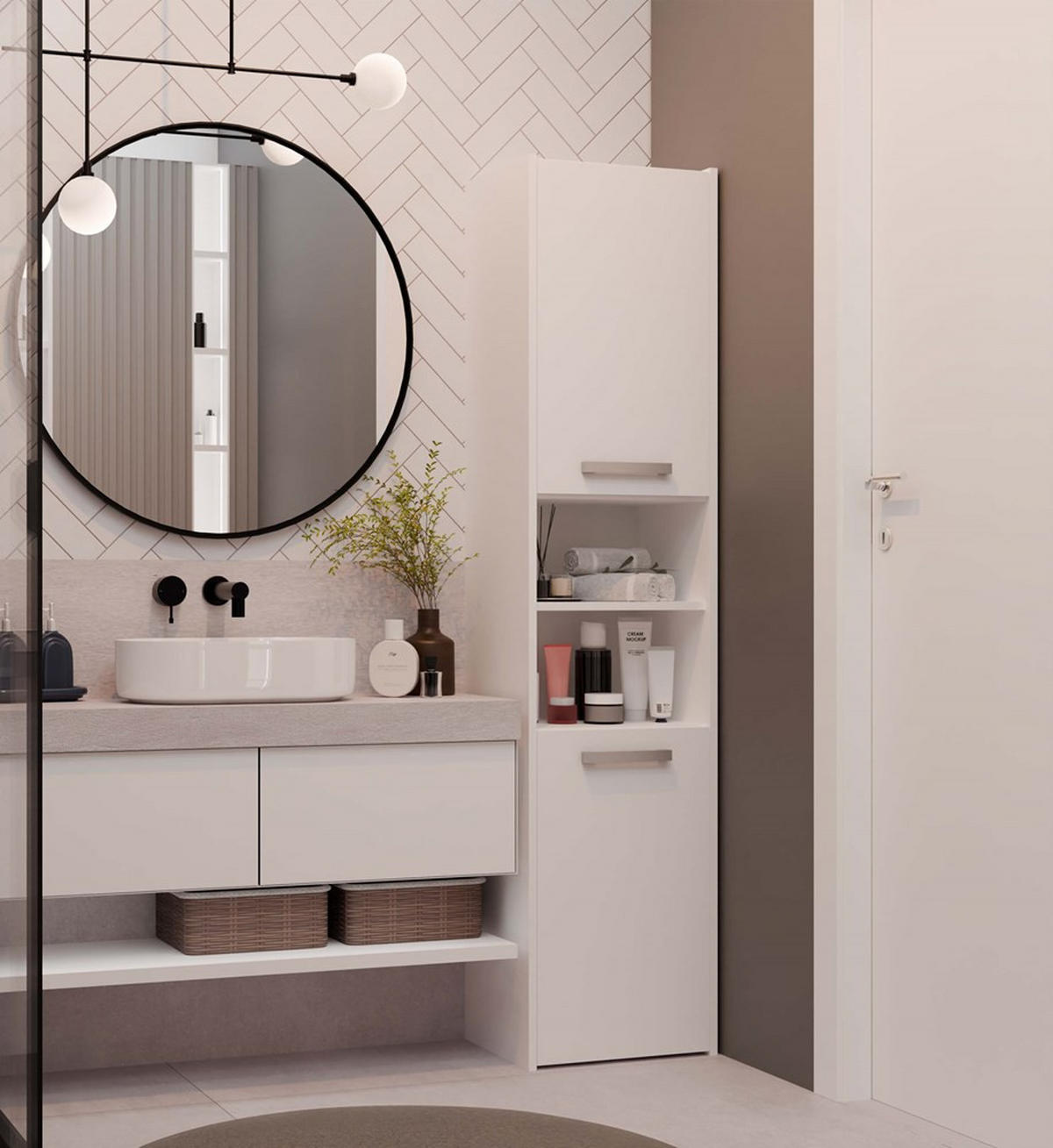 KÚPEĽŇOVÁ SKRIŇA - biela, kompozitné drevo (40/170/30cm) - RAUMHIRSCH FURNITURE