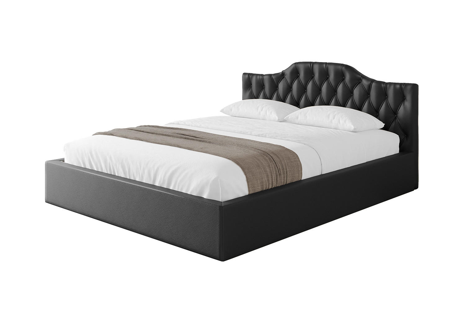 POLSTERBETT mit Bettkasten und Lattenrost, Boxbett ohne Matratze - FALIO-V1 120x200 Schwarz Kunstleder - Schwarz Hochglanz, Holzwerkstoff/Textil (120/200cm) - ALTDECOR