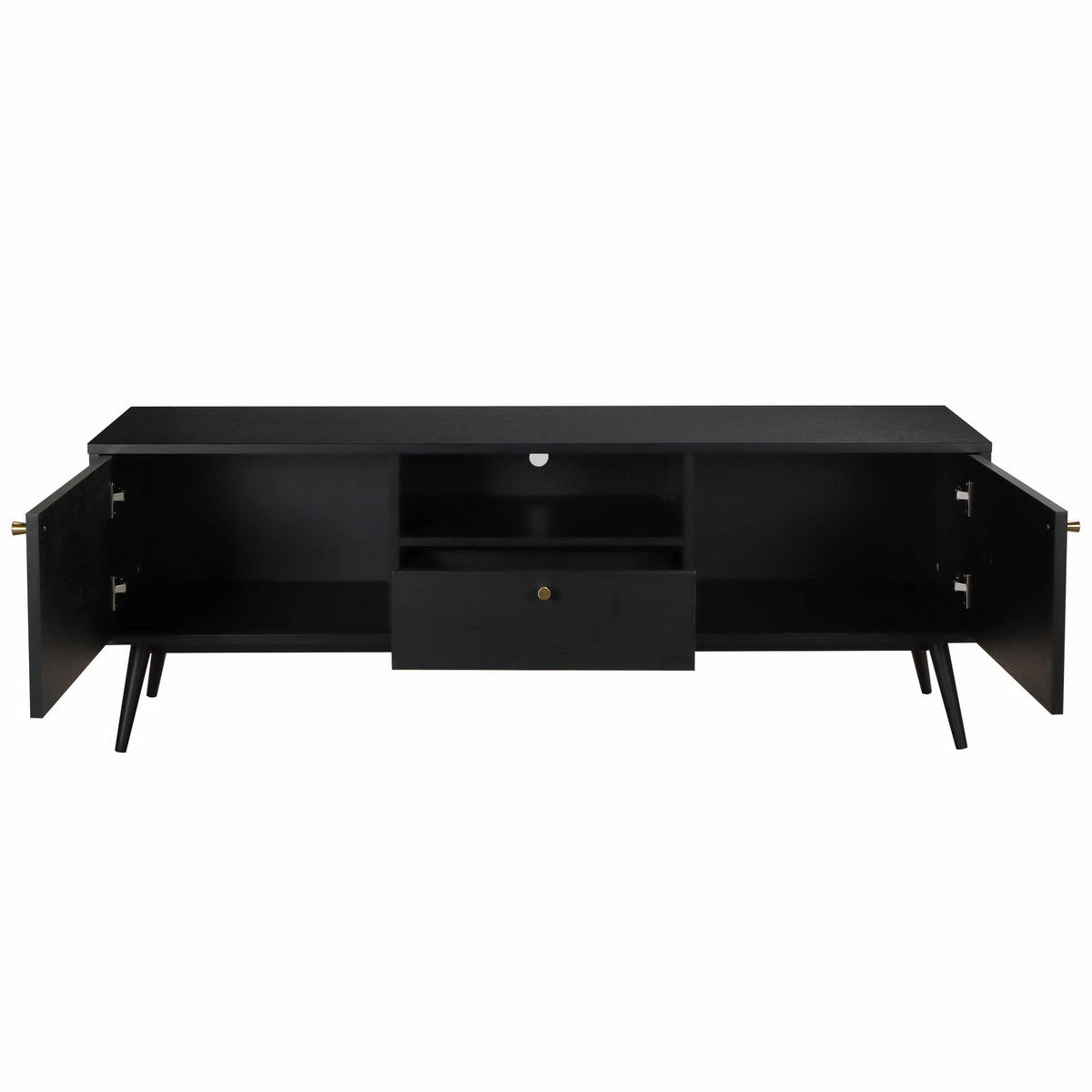 TV-SCHRANK 150 cm, Schwarz - Schwarz, Holz (40/55/150cm) - Oviala