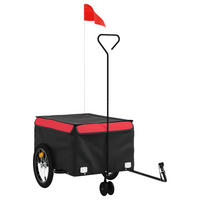 FAHRRADANHÄNGER Schwarz Und Rot 45 Kg Eisen - Rot, Metall (62.5/59/124cm) - vidaXL