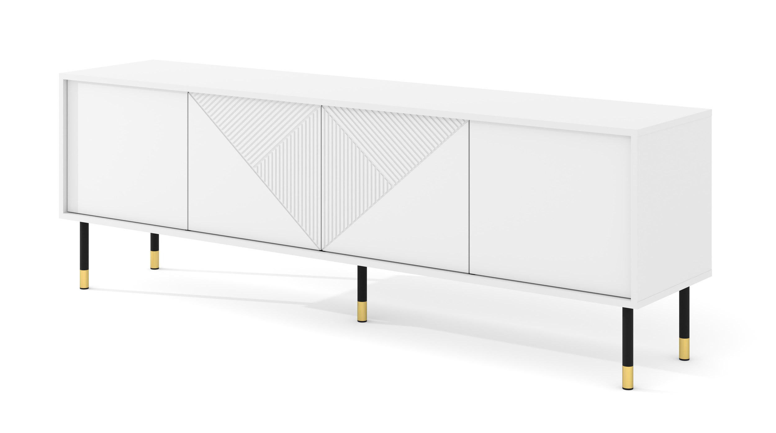 TV LOWBOARD Weiß, Weiß, Gold 180/61/40 - Weiß, Holzwerkstoff (180/61/40cm) - RAUMHIRSCH FURNITURE