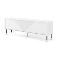 TV LOWBOARD Weiß, Weiß, Gold 180/61/40 - Weiß, Holzwerkstoff (180/61/40cm) - RAUMHIRSCH FURNITURE