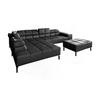 ECKSOFA NELSON Schwarz Leder Relaxfunktion - Schwarz, Leder/Metall (321/216cm) - KAWOLA