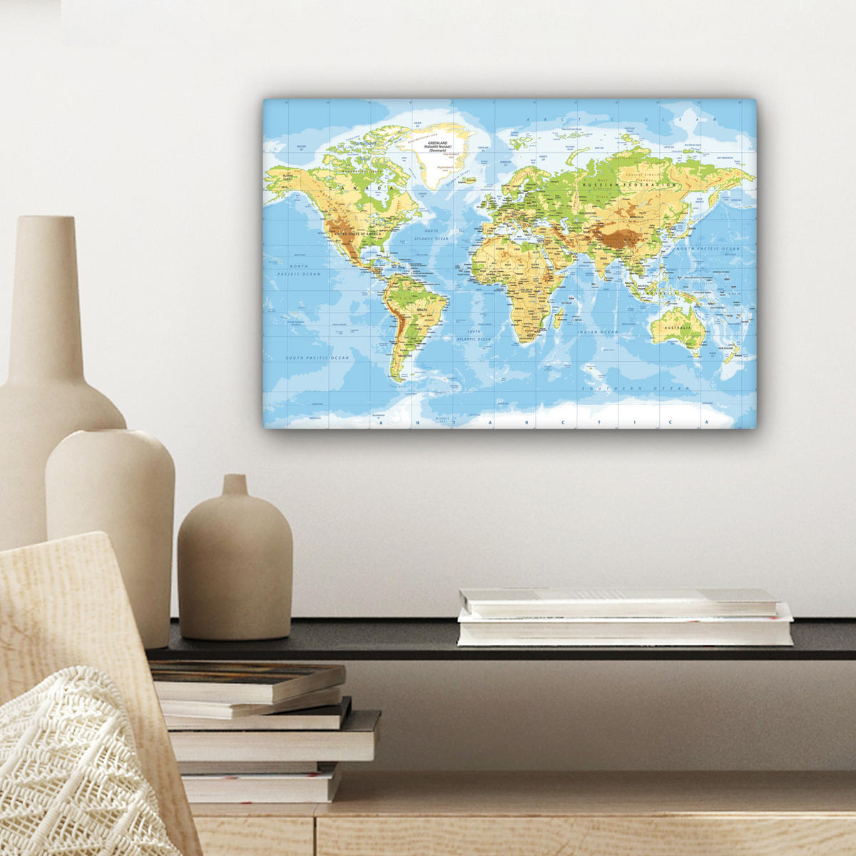 LEINWANDBILD Weltkarte - Statistisch - Blau - Erde - Bildung 30x20 cm - Blau, Textil (30/20cm) - MuchoWow