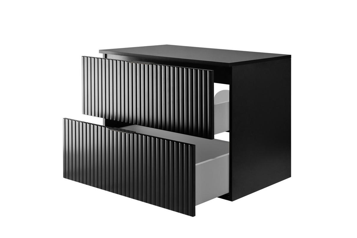 WASCHBECKUNTERSCHRANK, Schwarz, 80 x 57 x 46 cm, schwarzer Griff + Arbeitsplatte - Schwarz, Holzwerkstoff (80/57/46cm) - 3XE LIVING