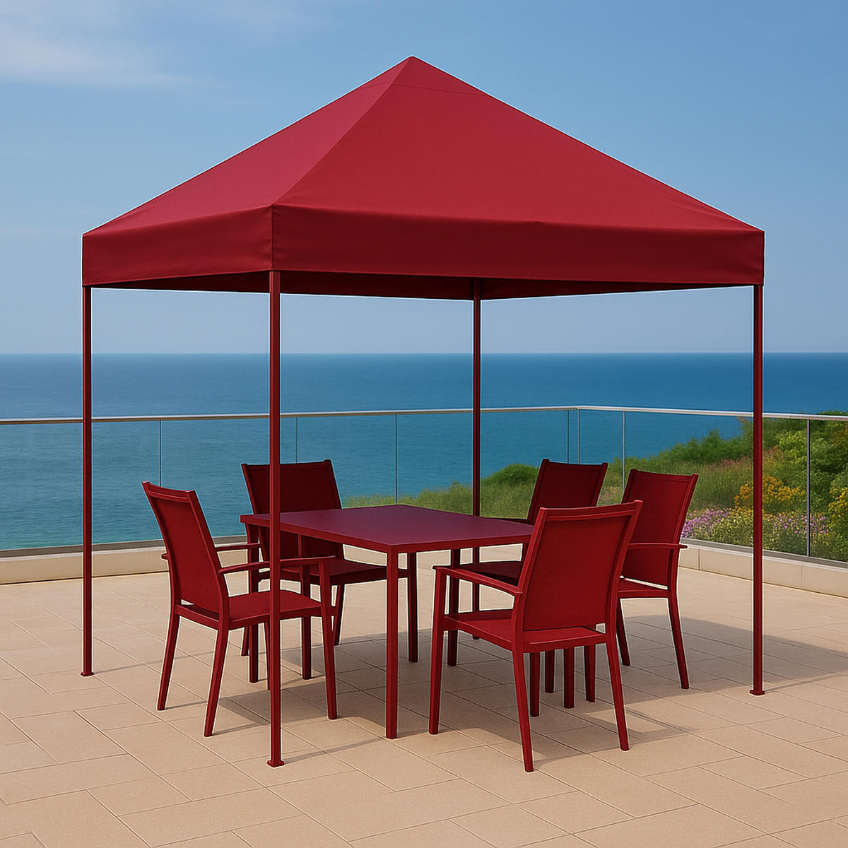 ERSATZDACH für Pavillon 3x3m, Pavillondach Toro, Wasserdicht, Farbe: Bordeaux - Rot, Kunststoff (300/0.3/300cm) - TPFGarden