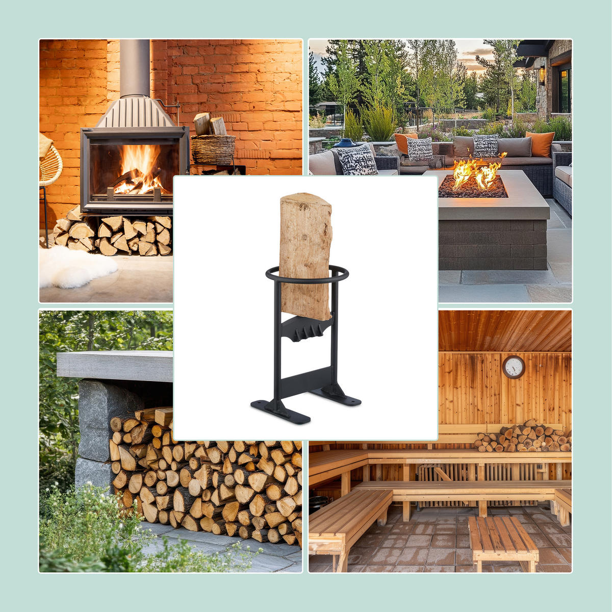 HOLZSPALTER - Schwarz, Metall (20.5/31.5/19cm) - Relaxdays