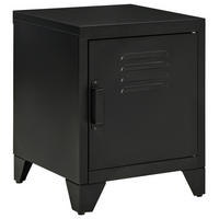 NACHTTISCH 40/40/50 cm mit verstellbarem Regal und Jalousietür aus Metall, Schwarz - Schwarz, Metall (40/50/40cm) - Redom