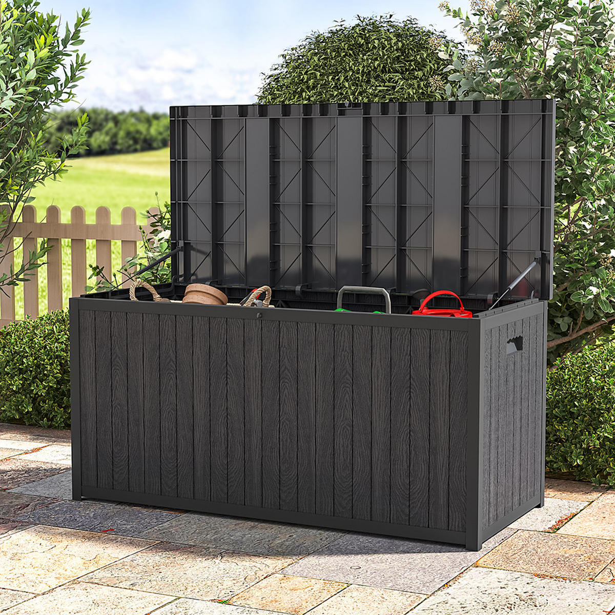 GARTENBOX 430L Abschließbar Wasserdicht Kunststoff Schwarz - Schwarz, Kunststoff (125/61.5/56cm) - Livingandhome