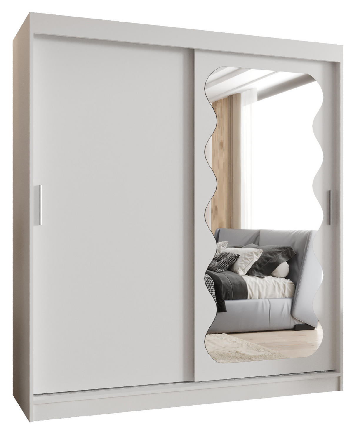 SCHWEBETÜRENSCHRANK 200/180/62 2-türig - Silberfarben/Weiß, Holz (180/200/62cm) - MÖBEL KRYSPOL