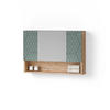 BADSPIEGELSCHRANK Ronco Grün/Goldkraft Eiche 80 x 55 cm - Eiche Wotan/Grün, Holzwerkstoff (80/55/17cm) - Livinity®