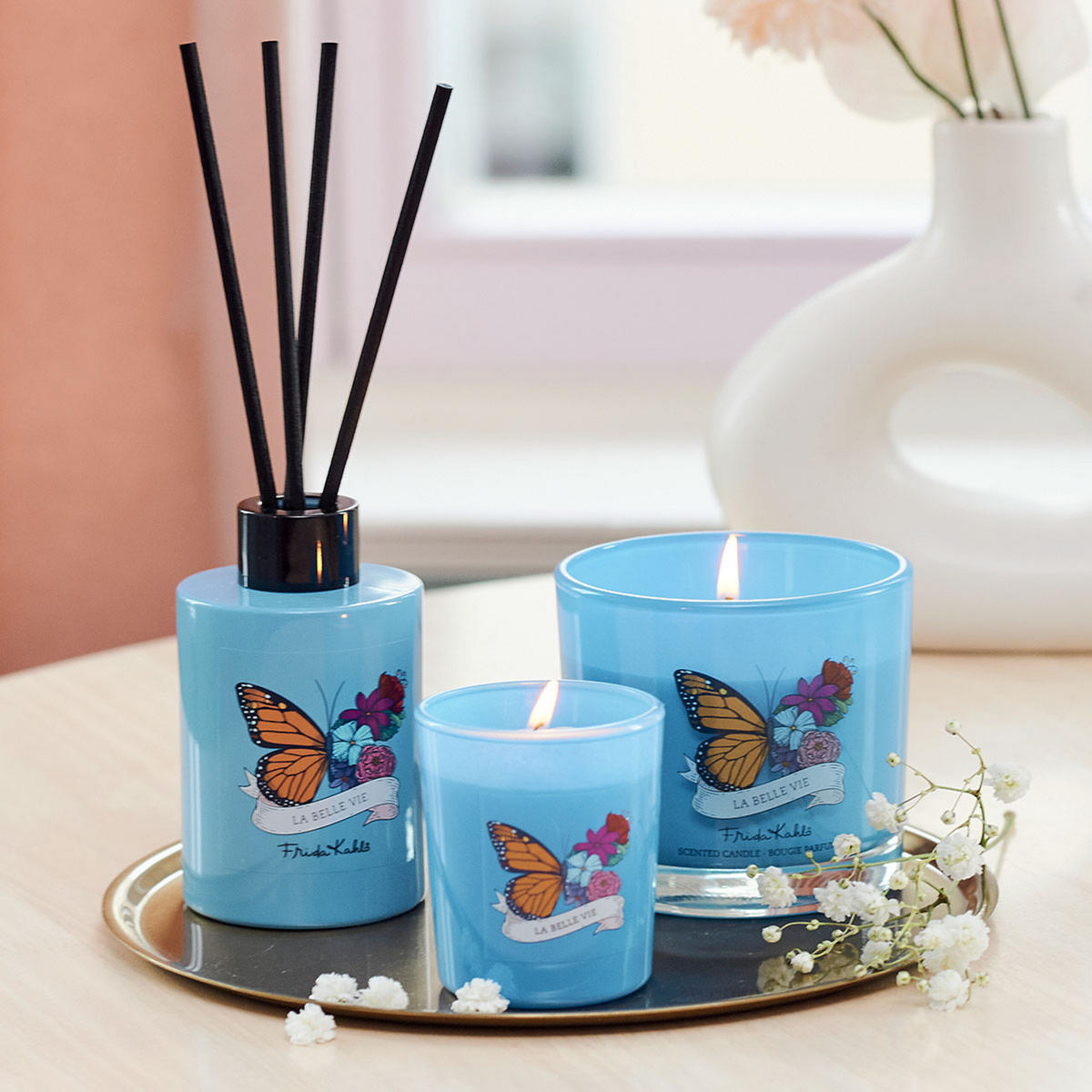 FRIDA Kahlo Duftkerze - Goldfarben, Glas/Naturmaterialen (8cm)