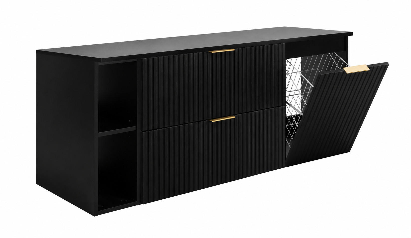 3XE Living Badmöbel-Set Schwarz, Creme 140x57x46 cm