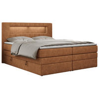 BOXSPRINGBETT GOLD-5 KING LED 160/200 Orange Struktur - H3 - Orange, Holz/Textil (160/200cm) - MKS