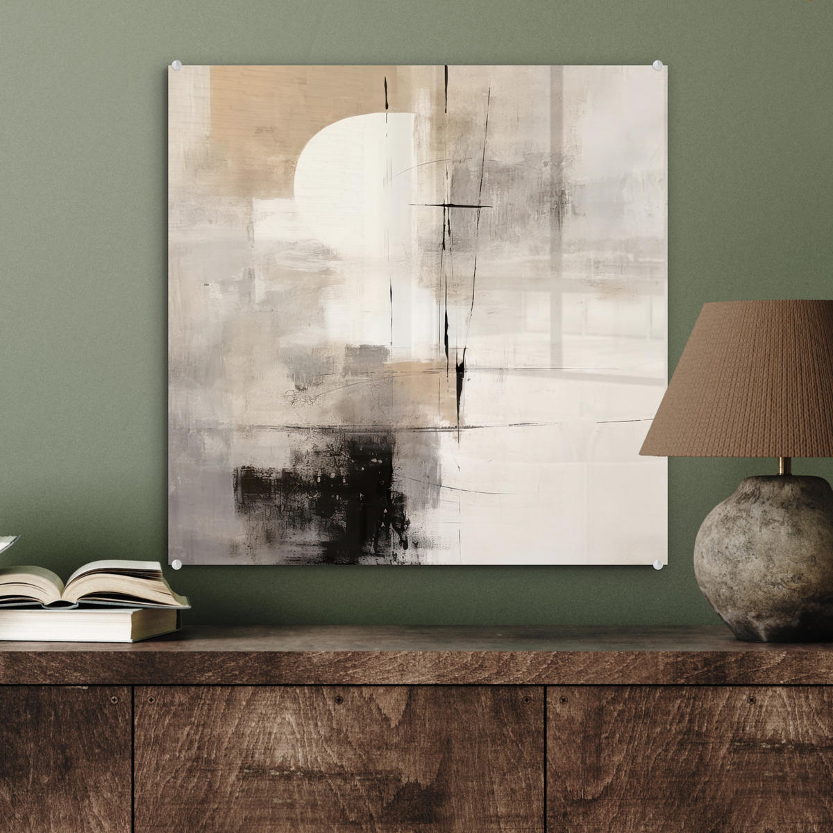 OBRAZ NA AKRYLOVOM SKLE Abstraktné - Umenie - Sivé 50x50 cm - svetlosivá, sklo (50/50cm) - MuchoWow