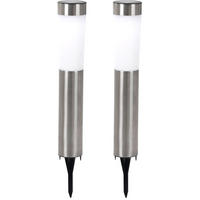 LED AUSSENLEUCHTE Solar Edelstahl Silber 2er Set - Silberfarben, Metall (7.5/7.5/56cm) - Globo Lighting