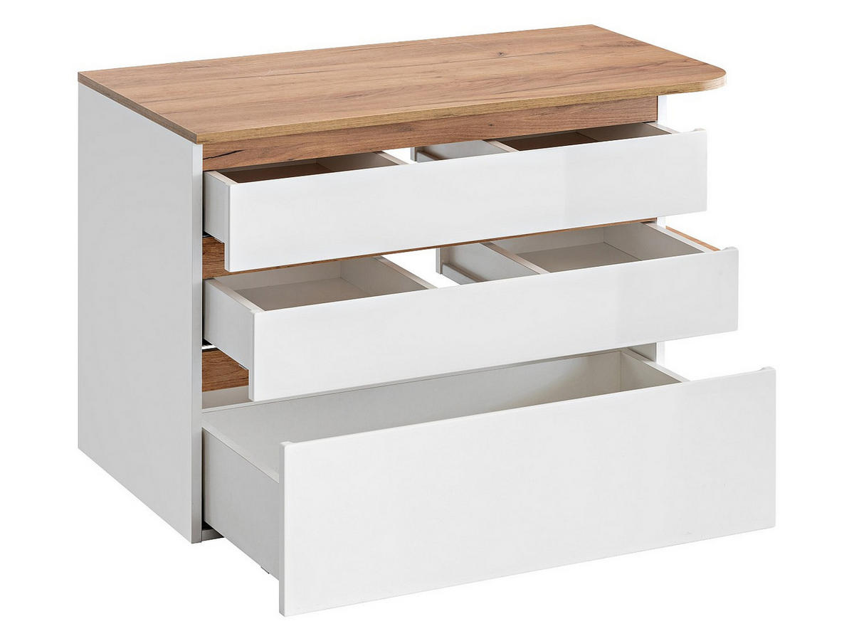 EINZELWASCHTISCH - 94 cm x 50 cm - Holz, Platte, Keramik - Naturfarben Hell, Weiß - ANIDA - Naturfarben/Weiß, Keramik/Holz (94/64/50cm) - Vente-Unique