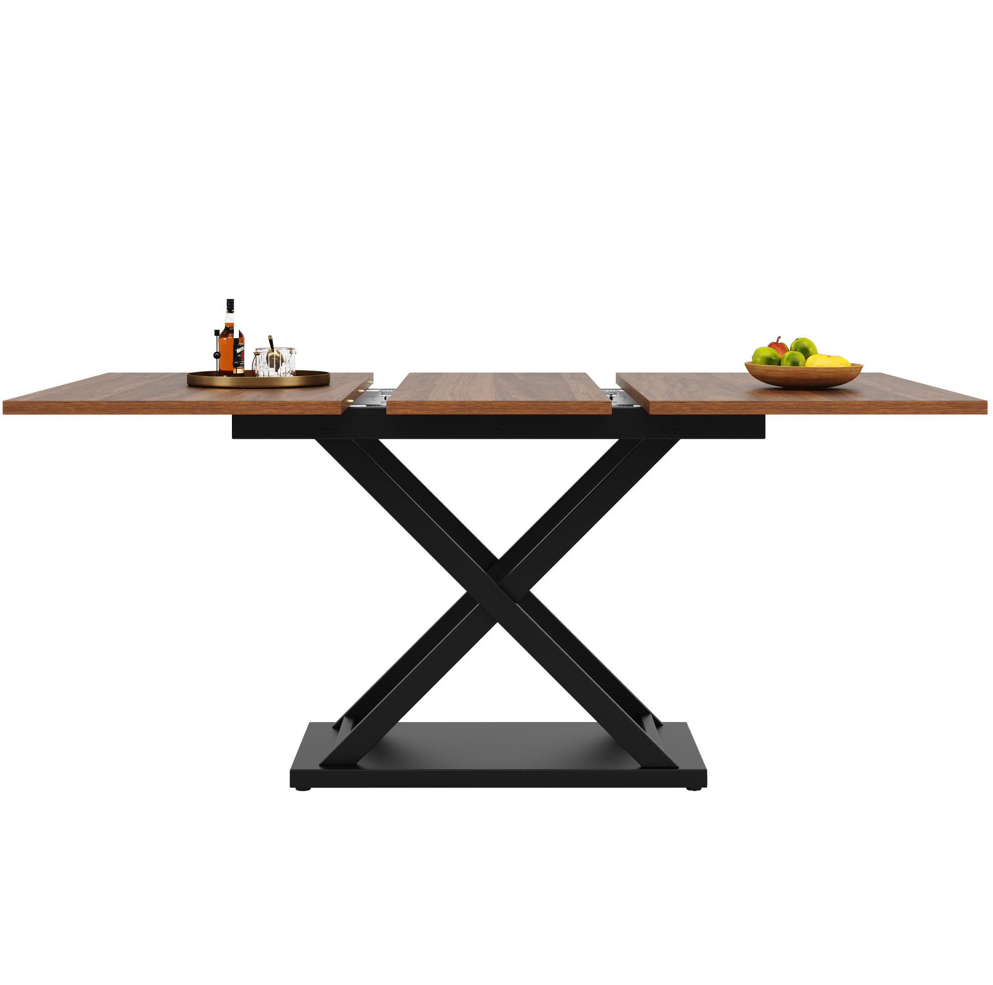 ESSTISCH 120-160/80/75 cm in Walnussfarben mit Ausziehfunktion und Kreuzgestell - Walnussfarben, Holzwerkstoff (160/80/75cm) - Flora Grace