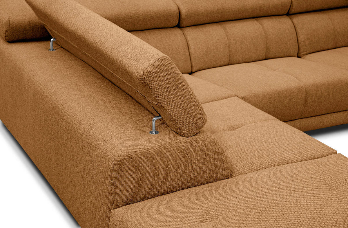 ECKSOFA MORELLO 5-Sitzer, orange - Schwarz/Orange, Holzwerkstoff/Textil (158/269cm) - Courtois Laville