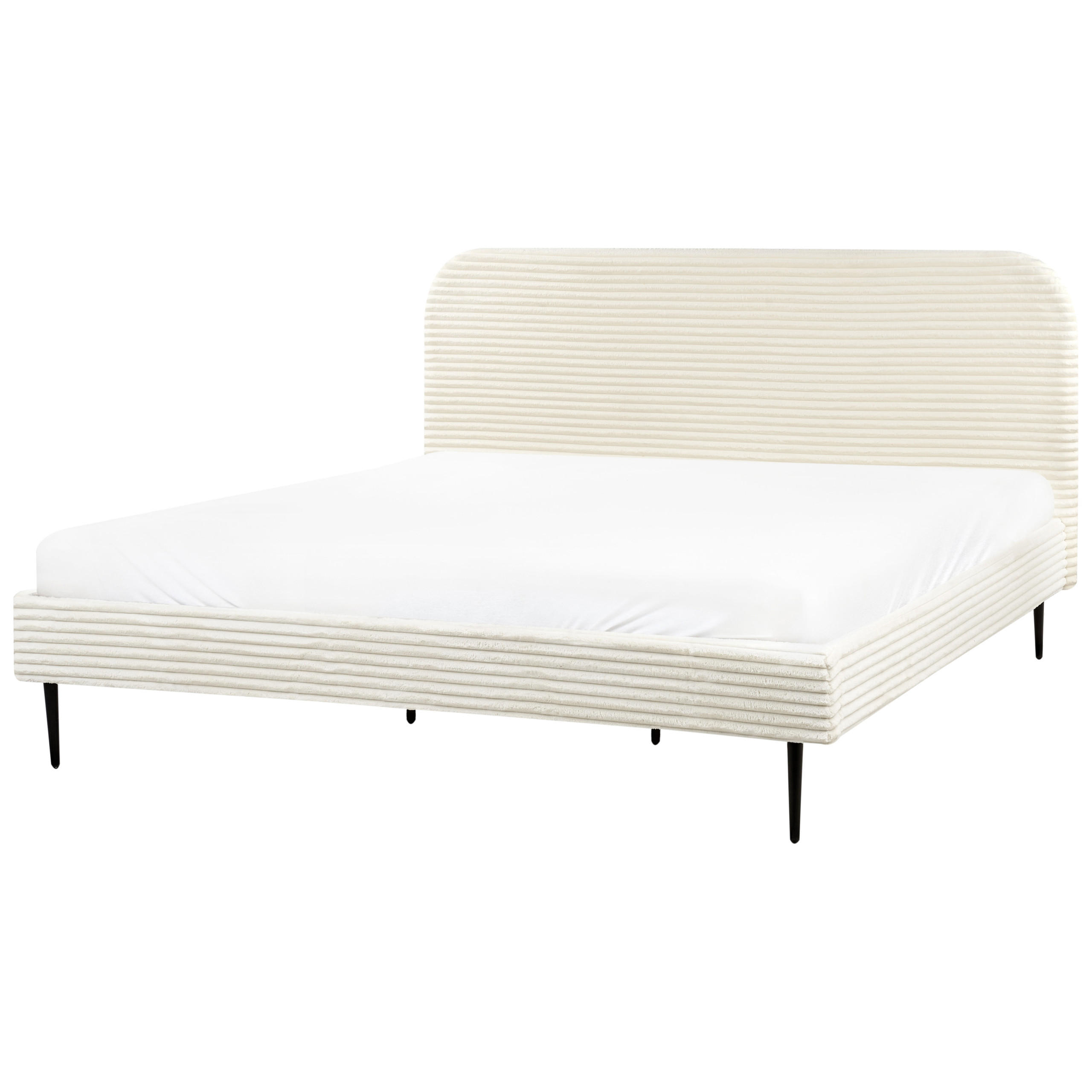 POLSTERBETT mit Lattenrost 180x200 cm Weiß Flayat - Creme, Textil (180/200cm) - Beliani