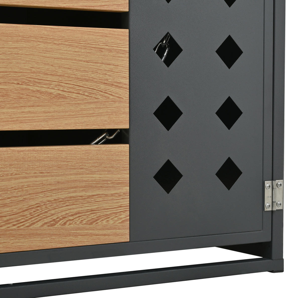 MÜLLTONNENBOX aus verzinktem Stahlblech in Grau/Holzoptik mit Pflanzgefäß 132x80x124,5 cm - Grau, Metall (132/124.5/80cm) - Modfu