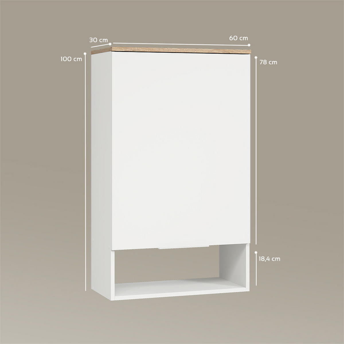 HÄNGESCHRANK Piave Weiß/Sonoma 60 x 100 cm mit Tür - Weiß/Sonoma Eiche, Holzwerkstoff (60/100/30cm) - Livinity®