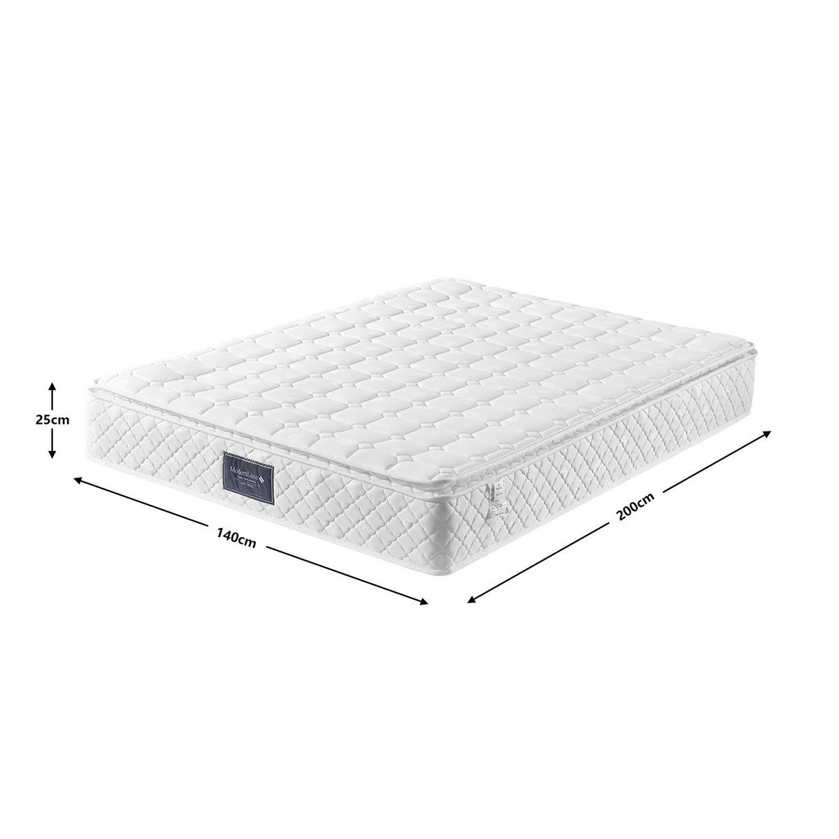MATRATZE 140x200 cm Taschenfederkern 7 Zonen H3 25 cm - Weiß, Holz (140/200cm) - LEBENLANG