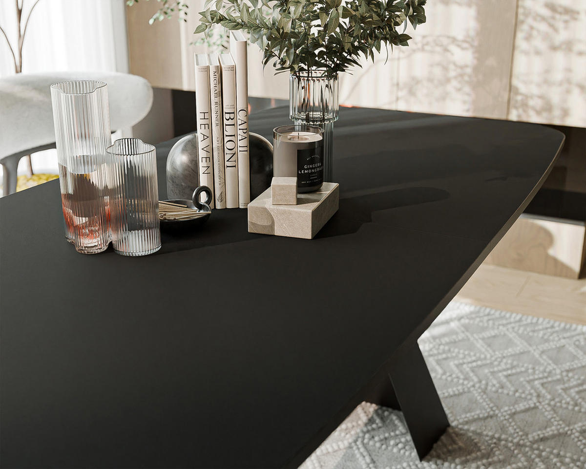 AUSZIEHTISCH ZENITH 160/90/76 cm mit Metallgestell, Schwarz - Schwarz, Holzwerkstoff/Metall (90/160/76cm) - Idohome