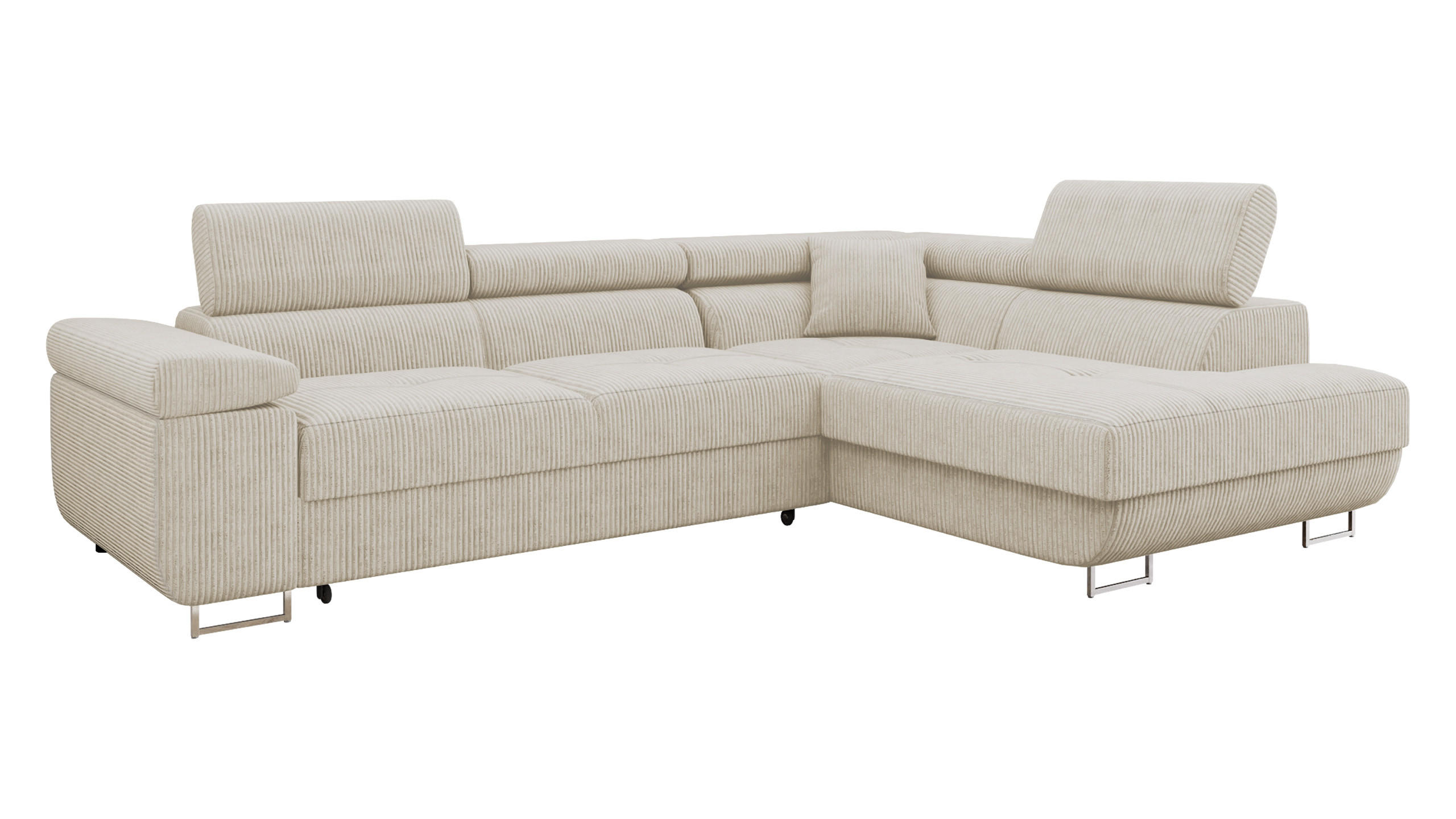 ECKSOFA Torezio Cord, Seite: Rechts - Beige, Holz/Textil (203/274cm) - MIRJAN24
