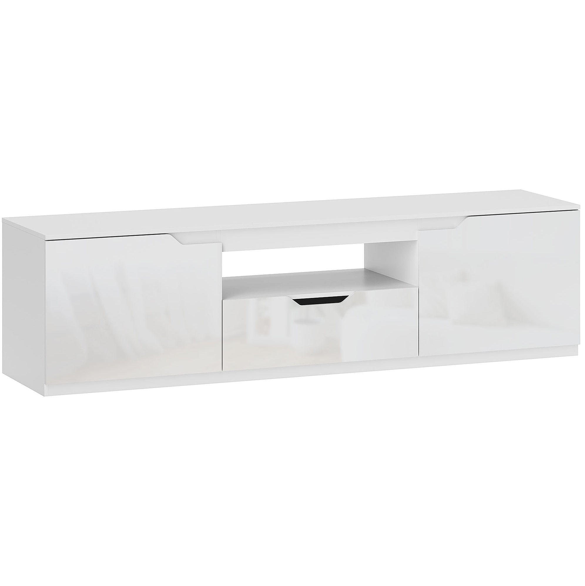 TV-LOWBOARD mit 2 Türen und Schublade 160 cm Weiß - Weiß, Holz (38/43/160cm) - Beauniv