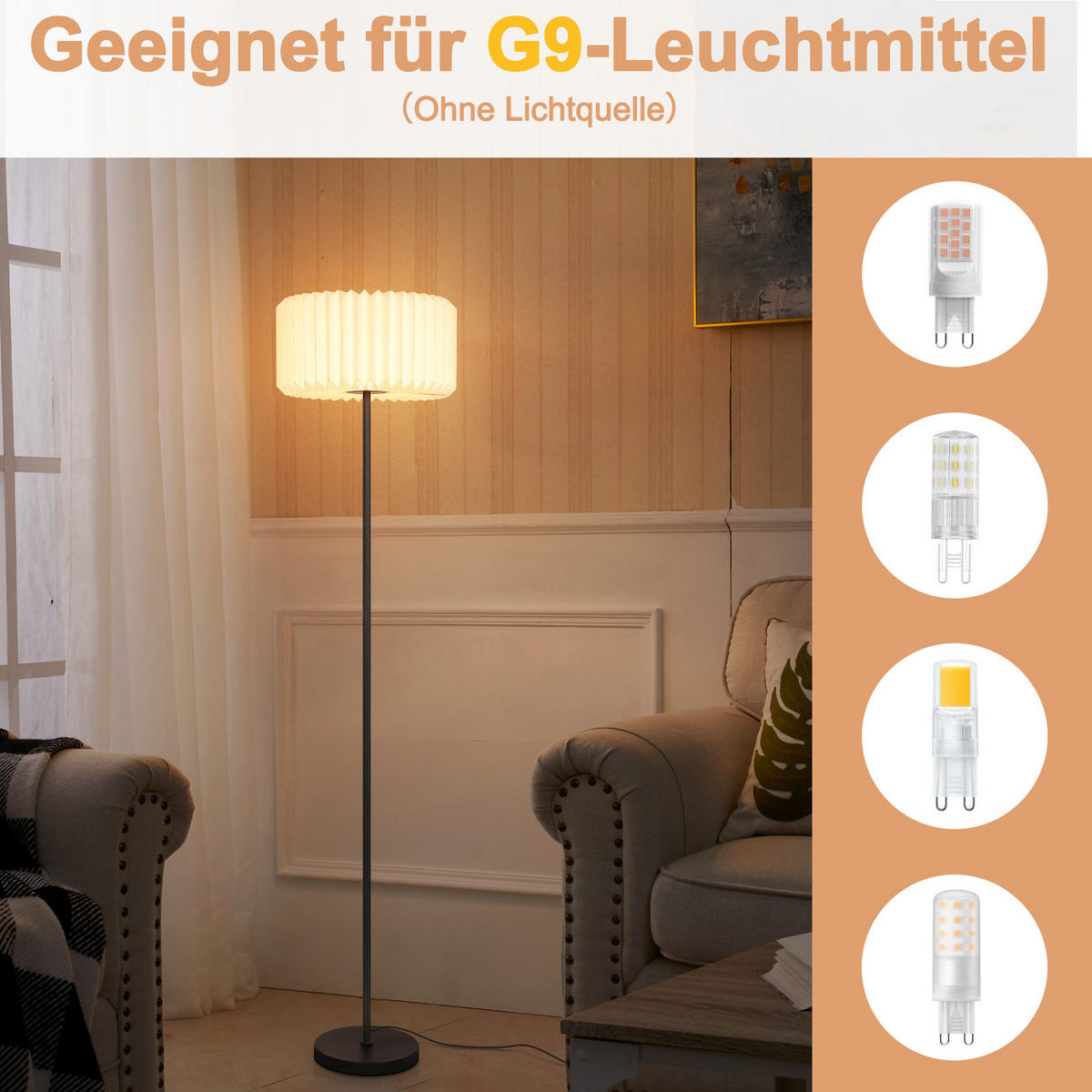 STEHLAMPE Glanzar 152.0/35.0/35.0 cm - Weiß, Karton (152/35/35cm) - ZMH