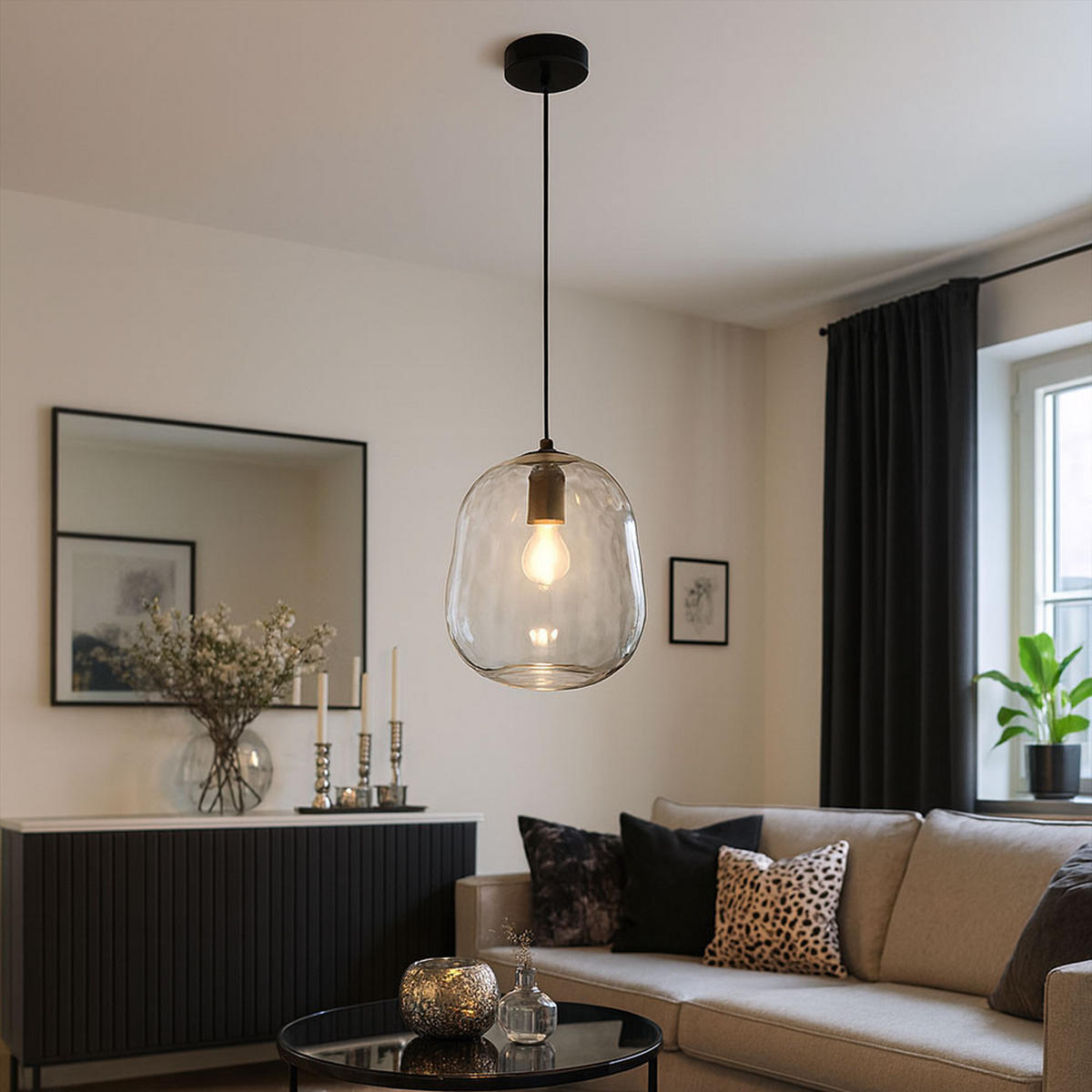 HÄNGELEUCHTE Bretagne Glas Klar - Klar, Glas (29/29/140cm)