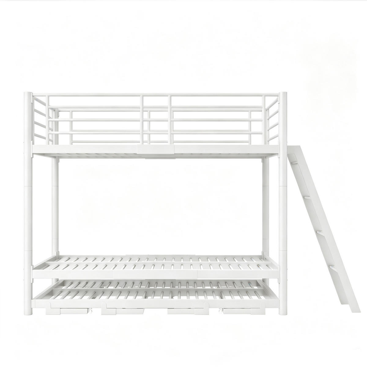 ETAGENBETT 90/200 cm mit Ausziehbett, DE-41598, in Weiß - Weiß, Metall (90/200cm) - ComfortXL