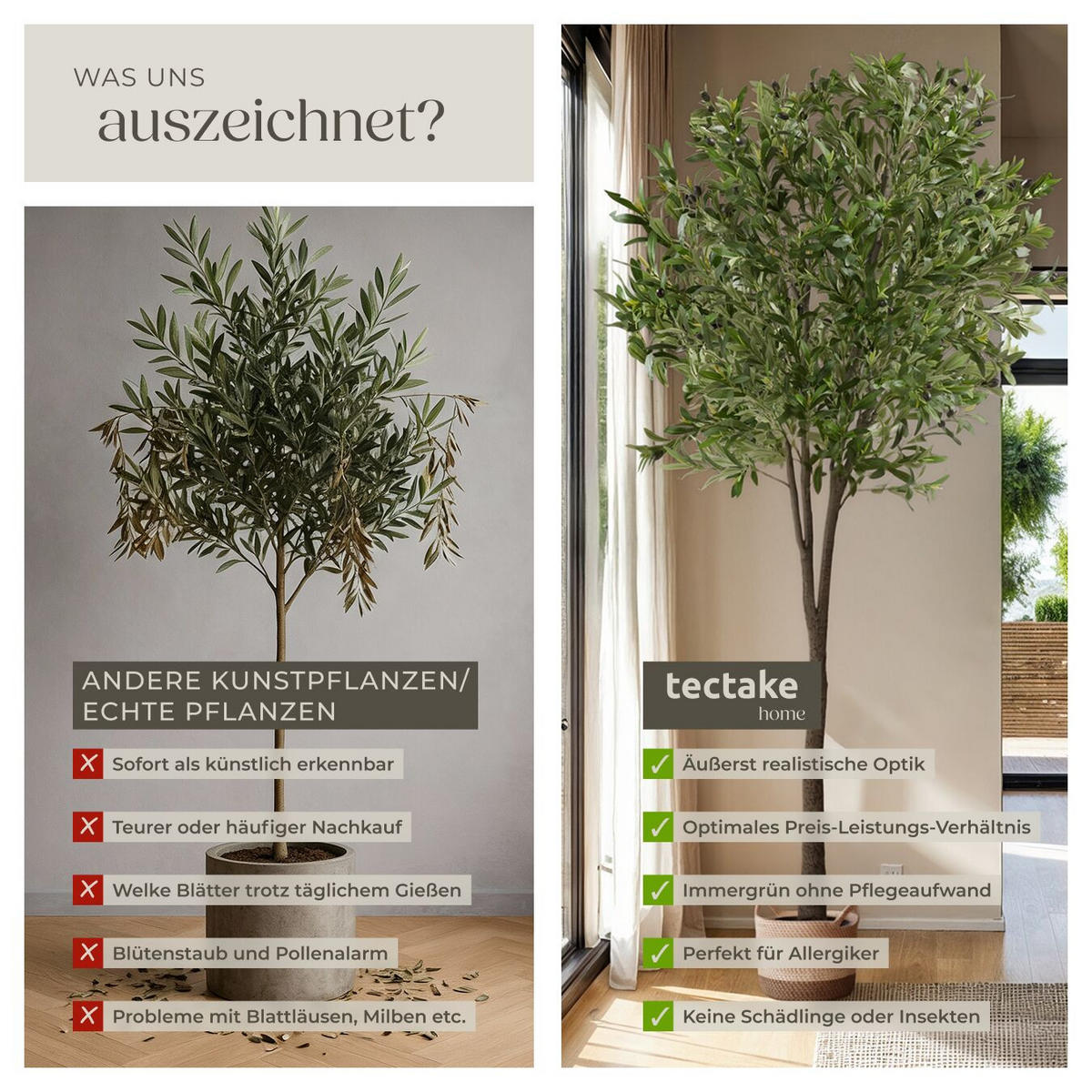 KÜNSTLICHER OLIVENBAUM Oleand, stabiler Kunststoff Blumentopf, grün - Grün, Kunststoff (210cm) - tectake