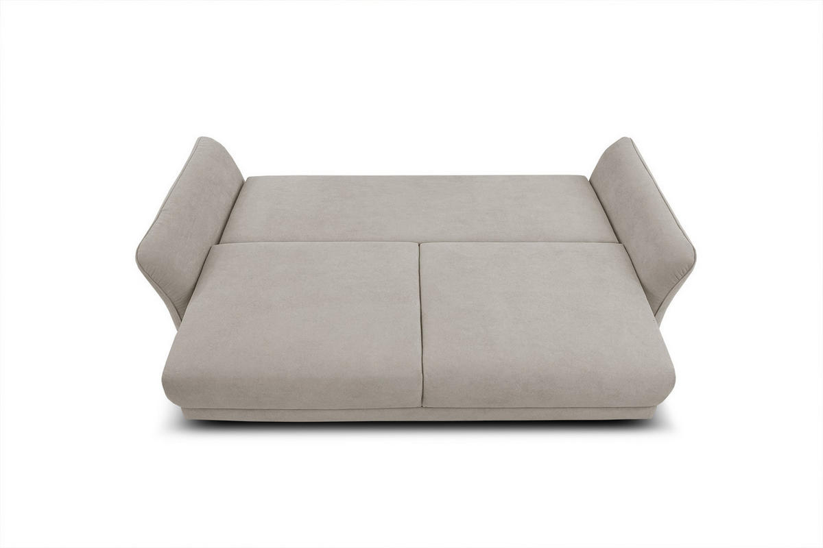 SOFA LOREM 3-Sitzer mit Schlaffunktion, beige - Beige/Schwarz, Holz/Textil (232/90/107cm) - Courtois Laville