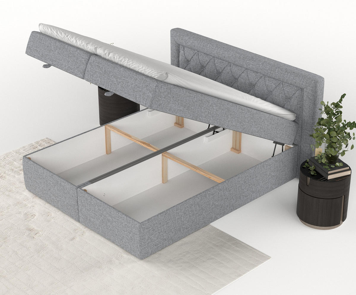 BOXBETT Jayleen Grau 140/200 cm - Schwarz/Grau, Holz/Holzwerkstoff (140/200cm) - Maison de Reve