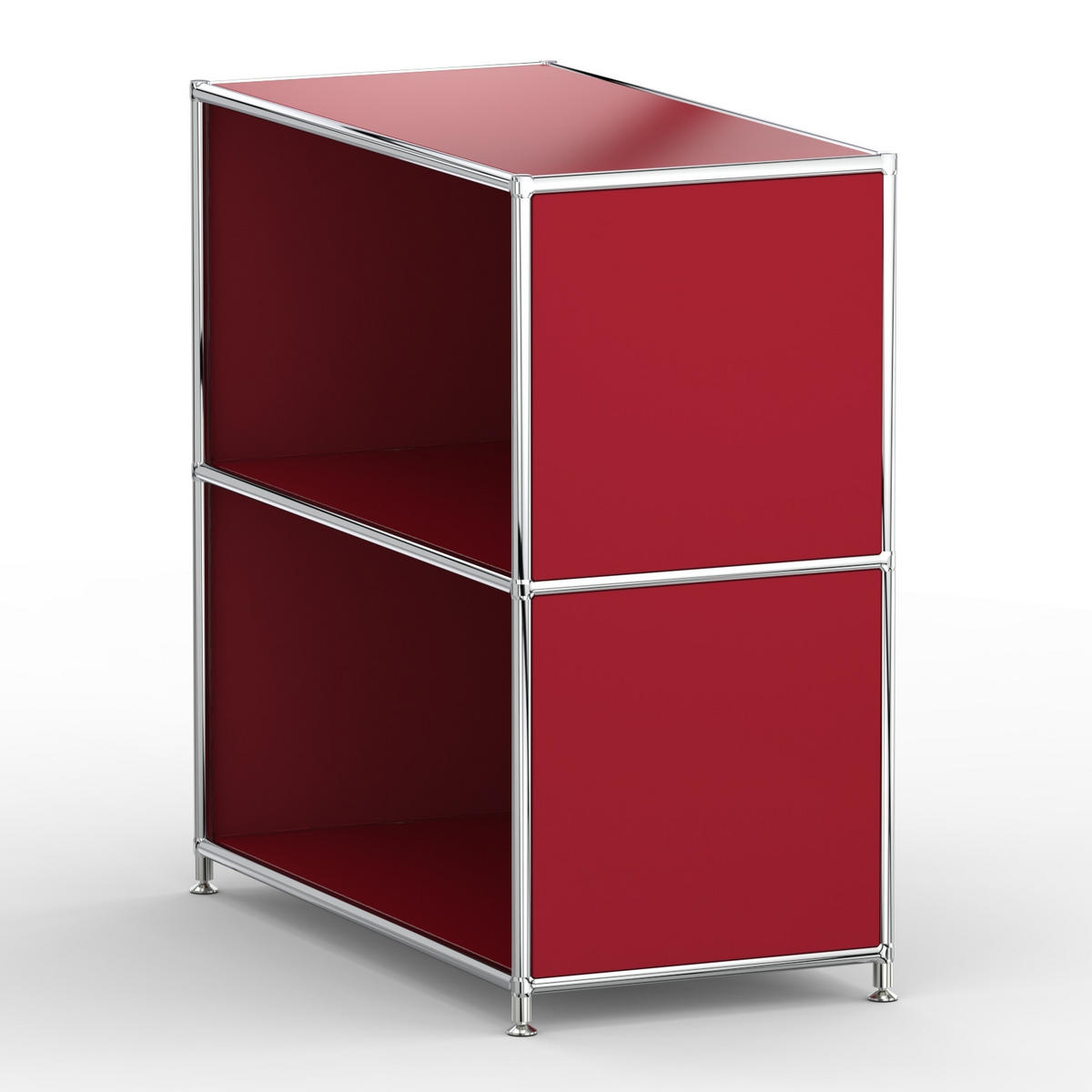 AKTENSCHRANK Büro, 2 offene Fächer, Breite 77 cm, Rubinrot - Chromfarben/Rot, Metall (40/80.5/77.2cm) - Versee